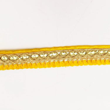 Yellow Tassels Trim, Gold Fringe Trim, Beaded Trim, Tassels Trim, Sari Trim, Sari Lace, Decorative Trim, Fringing Tape Trim By 3 Yards